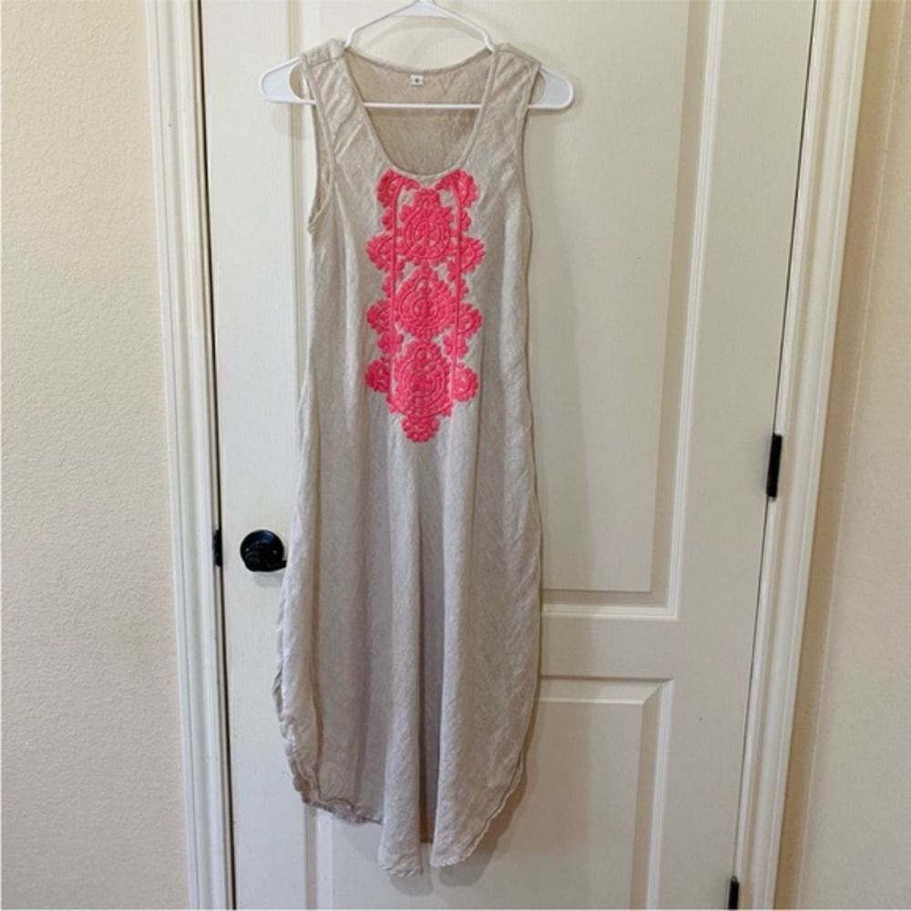 Embroidered Linen Dress‎